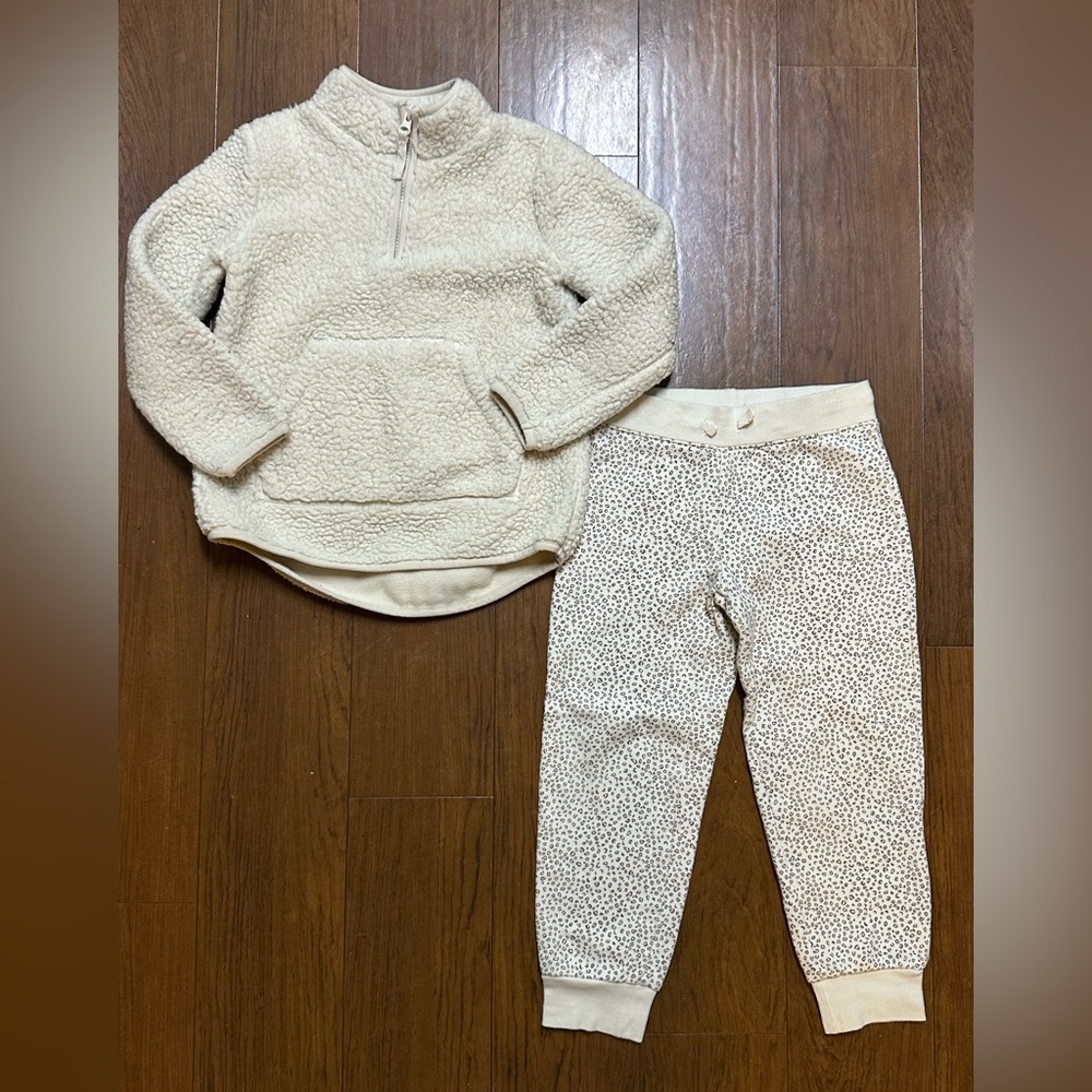 Carter's Cream and White Kids Joggers and Fleece Set